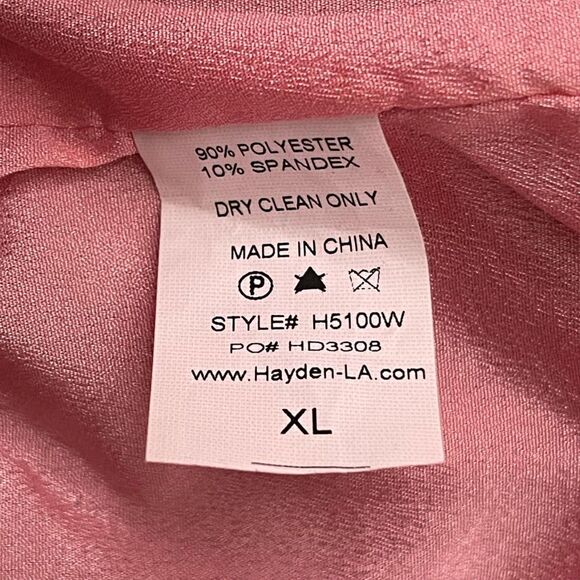 HAYDEN Off Shoulder Rouched Sleeve Pink Satin Jacket NWT, Size XL - Picture 9 of 9